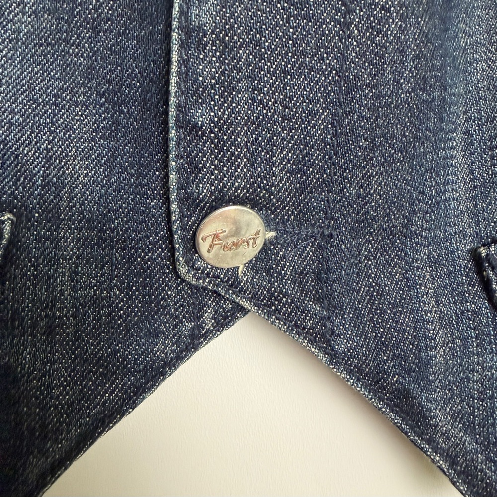 Vintage Y2K Furst Premium Denim Vest Button Front Size 4 Utility Cargo Style - Picture 7 of 11